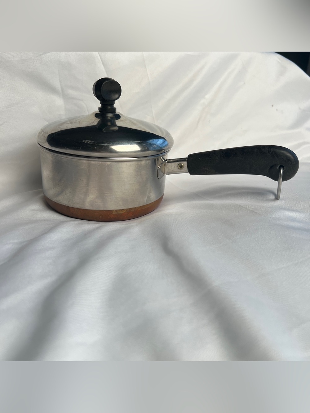 Vintage Revere Ware 1 Qt Copper Bottom Saucepan Lid 89B USA